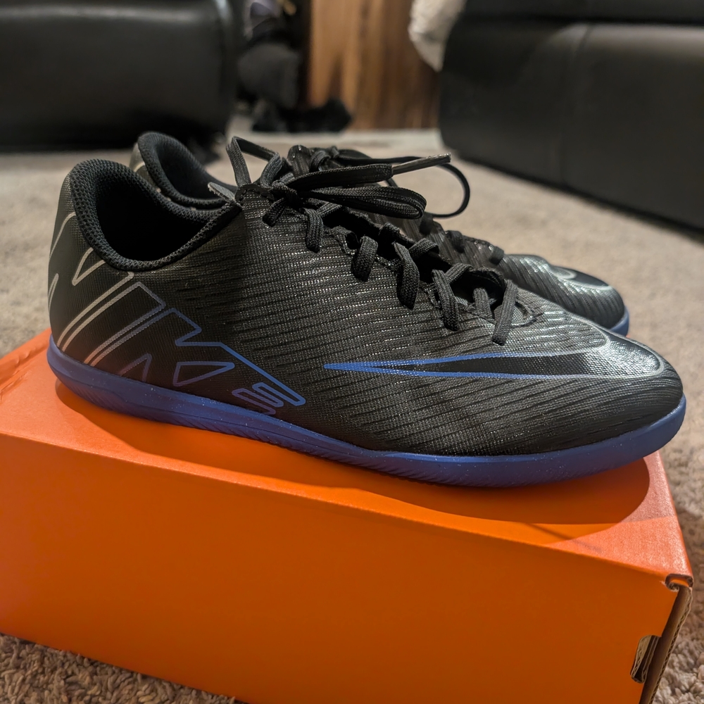 Nike Black and Blue Indoor Soccer Shoes